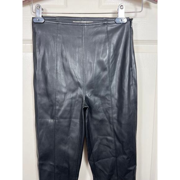 Free People We The Free Spitfire Stacked Faux Leather Pants Black Boho Festival - Picture 3 of 10